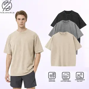 3-Pack Men’s Heavyweight Oversized T-Shirt Bundle – Vintage Cotton Drop Shoulder Streetwear Tees, Relaxed Boxy Fit Baggy Casual Shirts, Durable Soft Fabric
