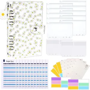 36-Piece A6 Binder PVC Cover With 10 Clear Binder Pockets, Budget Planner Organizer, Budget Sheets & Card Bags & Papers & Label For Cash Envelopes