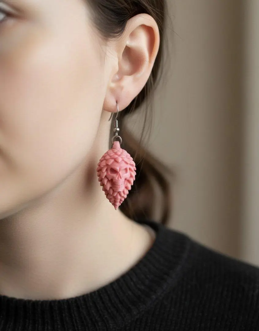 Grave Bloom Sentinels: Custom 3D Printed Earrings (Set of 2)