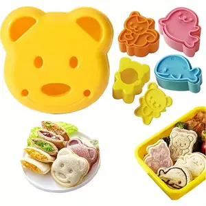 Random Color Animal Shaped Sandwich Cutter, 5 Counts/set Cute Cartoon Sandwich Cutter for Bento Box Decoration