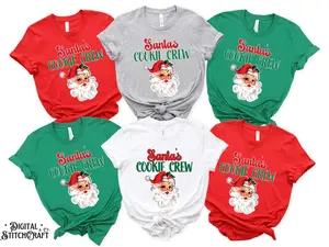 Christmas Cookie Crew Retro Santa Bella Canvas Matching Group shirts, Family Matching T-Shirts for Baking, Vintage Gifts for Bakers