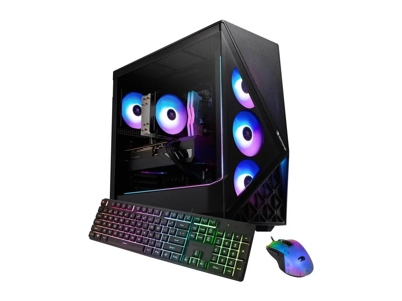 iBUYPOWER Slate Gaming PC Desktop Computer Intel Core i7 14700F CPU, NVIDIA GeForce RTX 5060 8GB GPU, 32GB DDR5 RGB RAM, 1TB NVMe SSD, Windows 11 Home, Keyboard, Mouse - Black