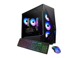 iBUYPOWER Slate Gaming PC Desktop Computer Intel Core i7 14700F CPU, NVIDIA GeForce RTX 5060 8GB GPU, 32GB DDR5 RGB RAM, 1TB NVMe SSD, Windows 11 Home, Keyboard, Mouse - Black