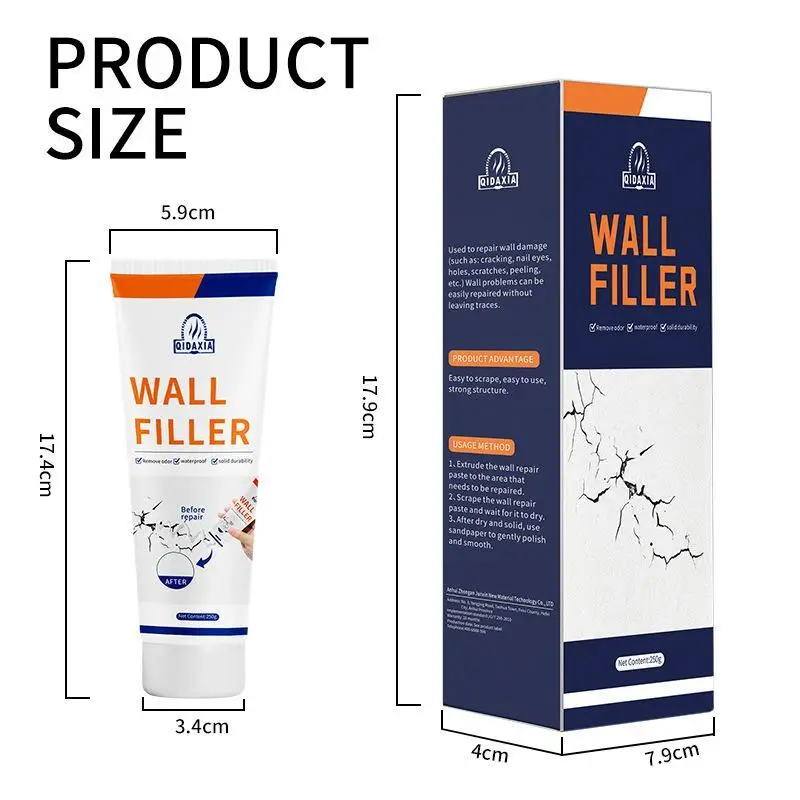 White Wall Repair Paste Quick 250g-Drying Long-Lasting Protection Mildew Prevention Crack Nail Hole Repair