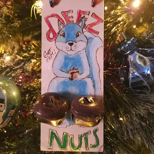 Deez Nuts Ornament/door hanger, gag gift ,white elephant, ornament, Christmas tree,  decoration Wooden Decor