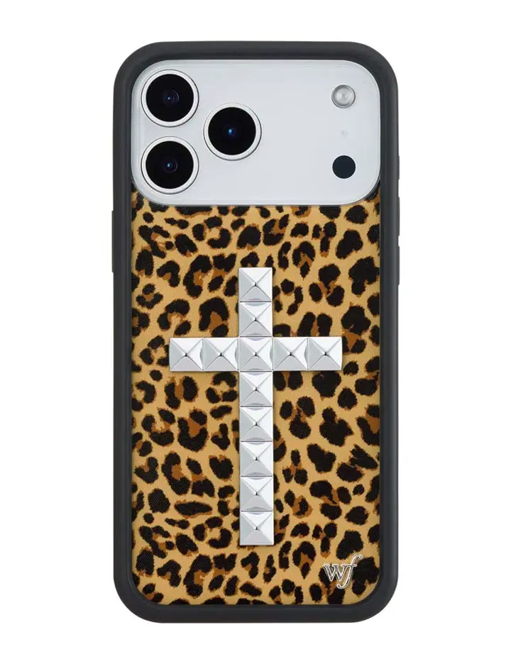 Wildflower Cases Stud Cross Meow Leopard Custom Durable Protection iPhone Case, Mobile Phone Accessories