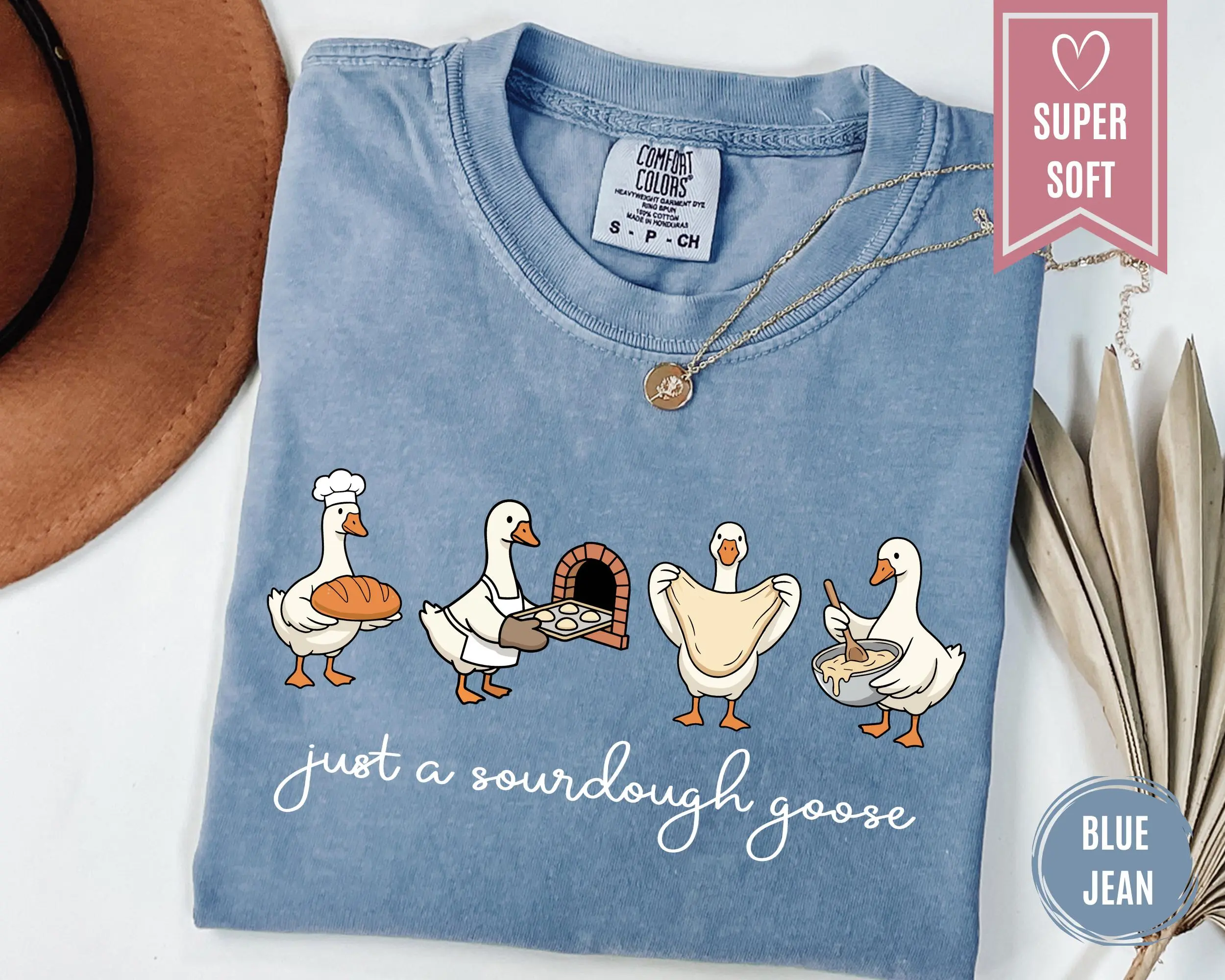 Comfort Colors Just a Sourdough Goose T-Shirt, Funny Baking Goose Graphic Tee, Sourdough Baker Shirt, Bread Lover Apparel, Cute Bakery Humor Gift for Bakers, Foodie Gift for Women & Men