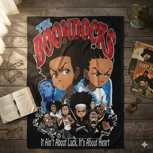 The Boondocks Flannel Blanket Soft Warm Throw Blanket All Season Blanket Breathable Comfortable Blanket Comfy Bedding for Christmas Day Decor Napping Blanket for Home Office Sofa Bed Travel Camping Car Gift for Her