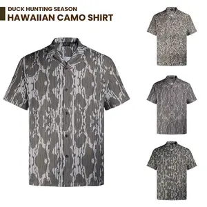 Men's Camo Hawaiian Shirt, Duck Hunting Button-Up Shirt, Summer Casual Aloha Shirt, Hunting Camp Outfit, Gift for Him Her