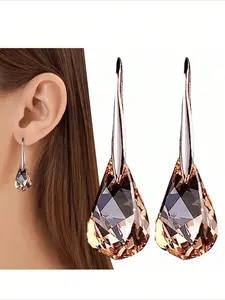 Elegant  Artificial Crystal Decor Teardrop Earrings, Fashion Jewelry for Party, Daily Clothing Decor, Trendy All-match & Exquisite Jewelry for Birthday Gift