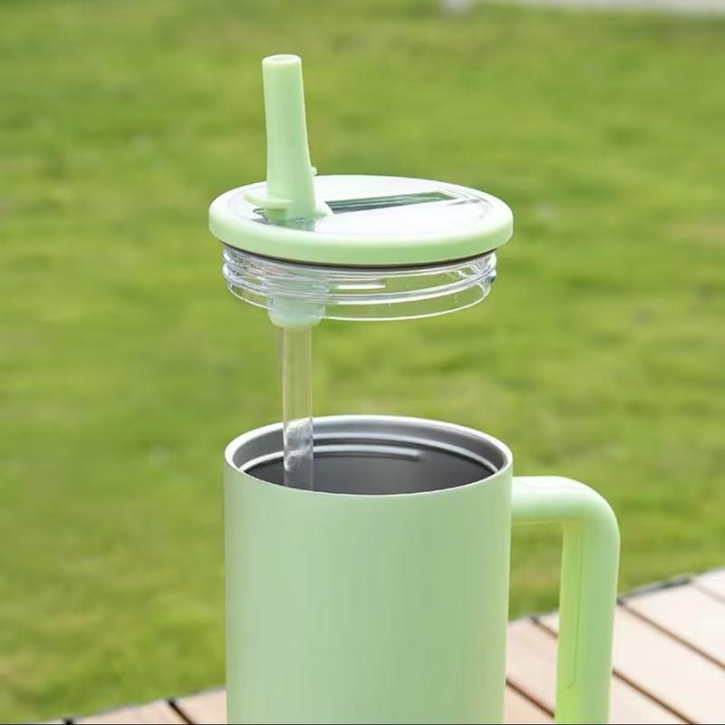 Solid Color 40 Oz Tumbler With Handle 2-In-1 Straw And Straw Lid Leak-Proof Dishwasher-Safe, Insulated Stainless Steel Travel Coffee Mug Long-Lasting Heat Retention, Suitable For Car Cup Holders, Office, Christmas Gifts