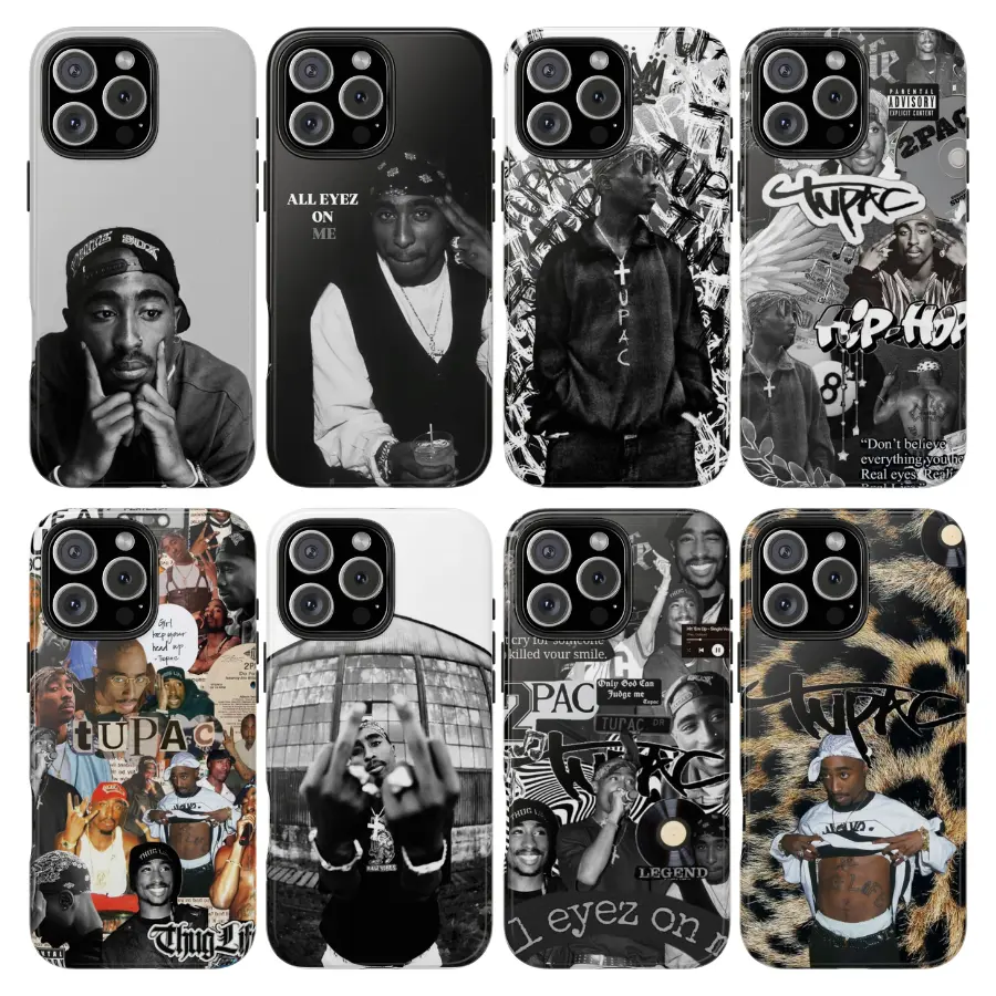 8 Styles Tupac Shakur Tough Phone Case -  Retro 90s Rapper Phone Cover For iPhone 17/16/15/14/13/12/11/X Plus Pro Max Mini, West Coast Fan Gift