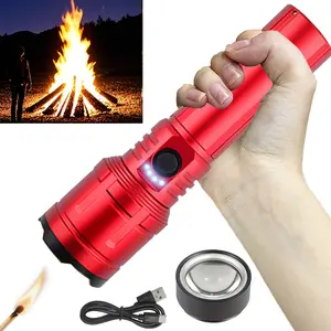 A Powerful Pure Aluminum Alloy Flashlight - Equipped With A Focus Fire Lens, 5000mAh Large-capacity Battery And 2002 Lumen Power Bank Function, Suitable For Camping Fire Making, Outdoor Activities, Car Maintenance And Home Decoration