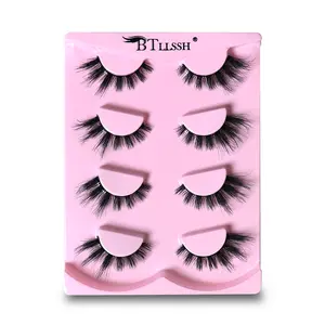4 Pairs 19mm Fox Series Natural Long Fluffy False Eyelashes, Eye Tail Extension, Non-Toxic, Solid Form, Doll Style, 13-15mm Length, 0.15mm Thickness