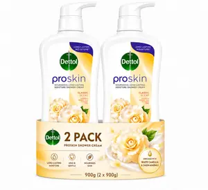 Dettol ProSkin Nourishing Shower Cream, White Camellia & Onsen Minerals Body Wash, Long-Lasting Moisture for Dry Skin, Rich Creamy Foam, 950g x 2