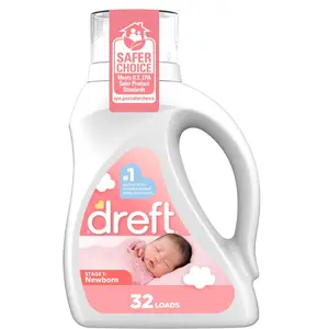 Dreft Stage 1 Newborn Baby Liquid Laundry Detergent, Gentle on Sensitive Skin, HE Compatible, 32 loads