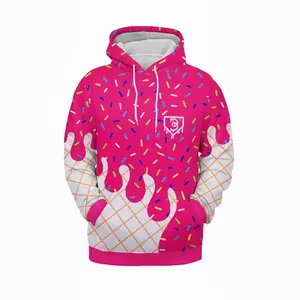 New Collection Drip Camo Baseball Hoodie | Ice Cream Street Style | Trendy All-Over Print Midweight Sporty Hoodie | Modern Flattering Unisex Fit