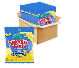 SWEDISH FISH Blue Raspberry Lemonade Soft & Chewy Candy, Bulk Candy, 12-3.59 oz Bags