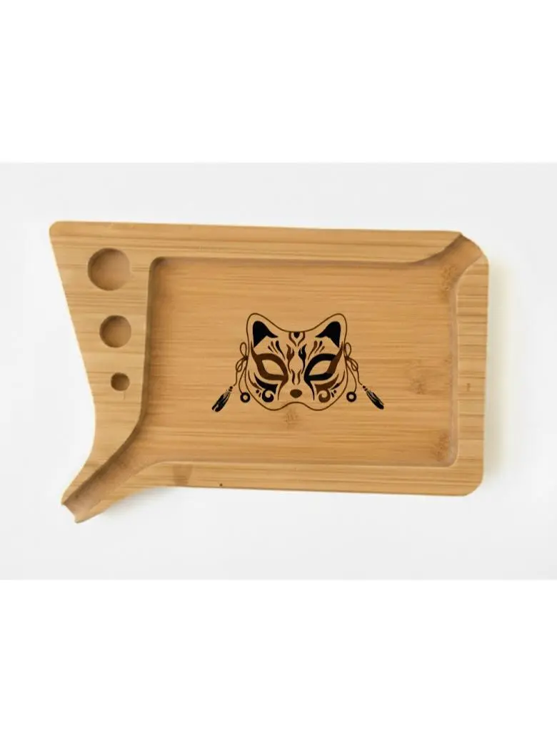 Bamboo Multipurpose Tray Set With "Cat mask" Engraving