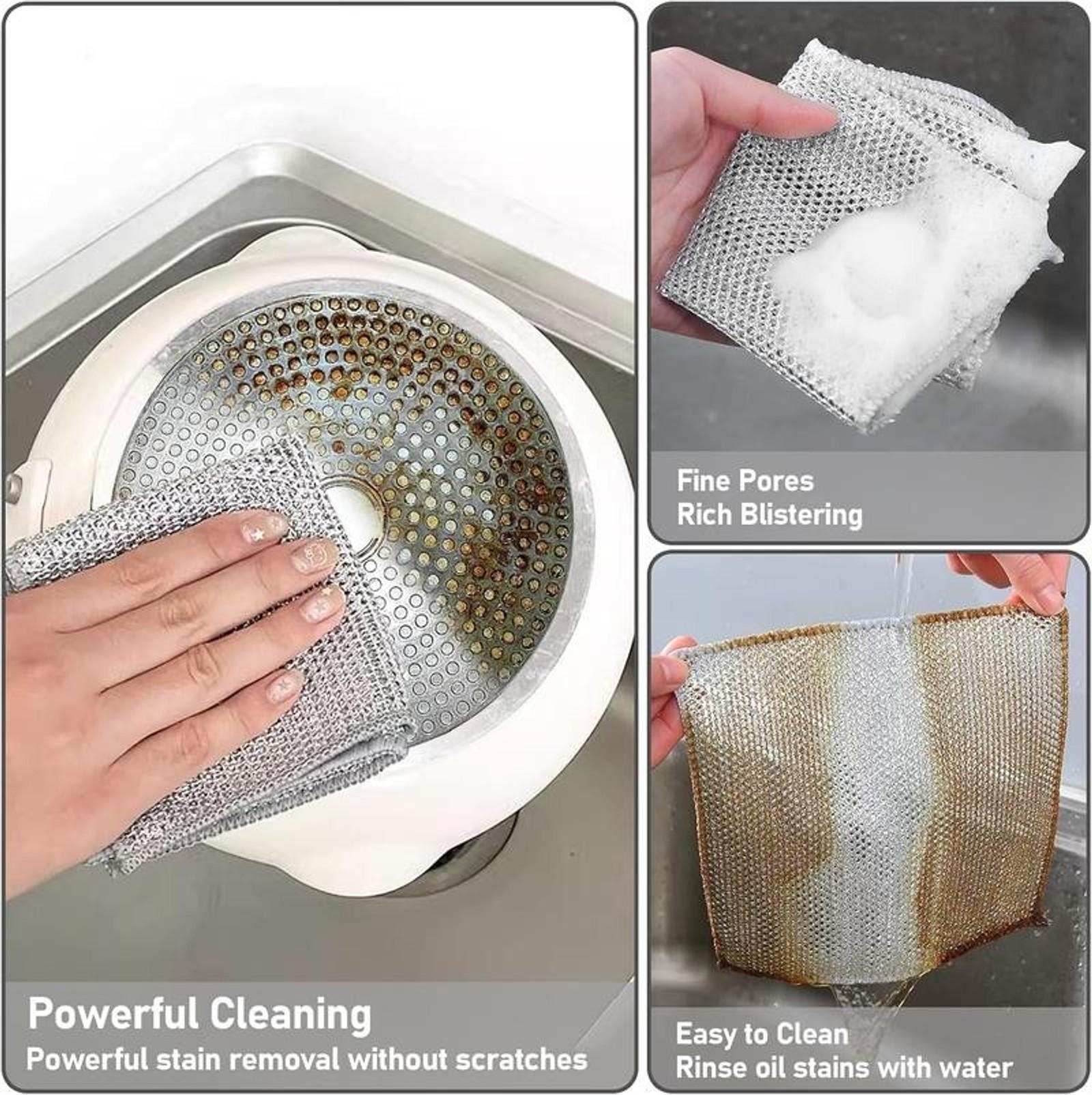 10PCS Set single layer Non-Scratch Steel Wool Dishcloth - Multi Purpose Wire Dishwashing Rags Kitchen Towels and Dishcloths Sets Durable Cleaning Pads Bathroom Home Essentials Cleaning Supplies Tools Thickened Microfiber Cleaning Cloths