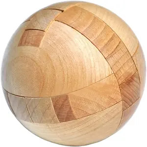 Wooden Puzzle Ball 6cm Brain Teaser 3D Educational Toy Home Decor Craft for Halloween Christmas Thanksgiving Gift Problem Solving Skill Development Ornament