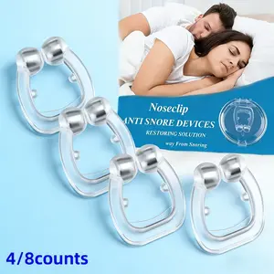 4/8 Pcs Mini Magnetic Anti-Snoring Nose Clip Silicone Comfortable Respiratory Correction Improves Sleep for All Ages Noseclip