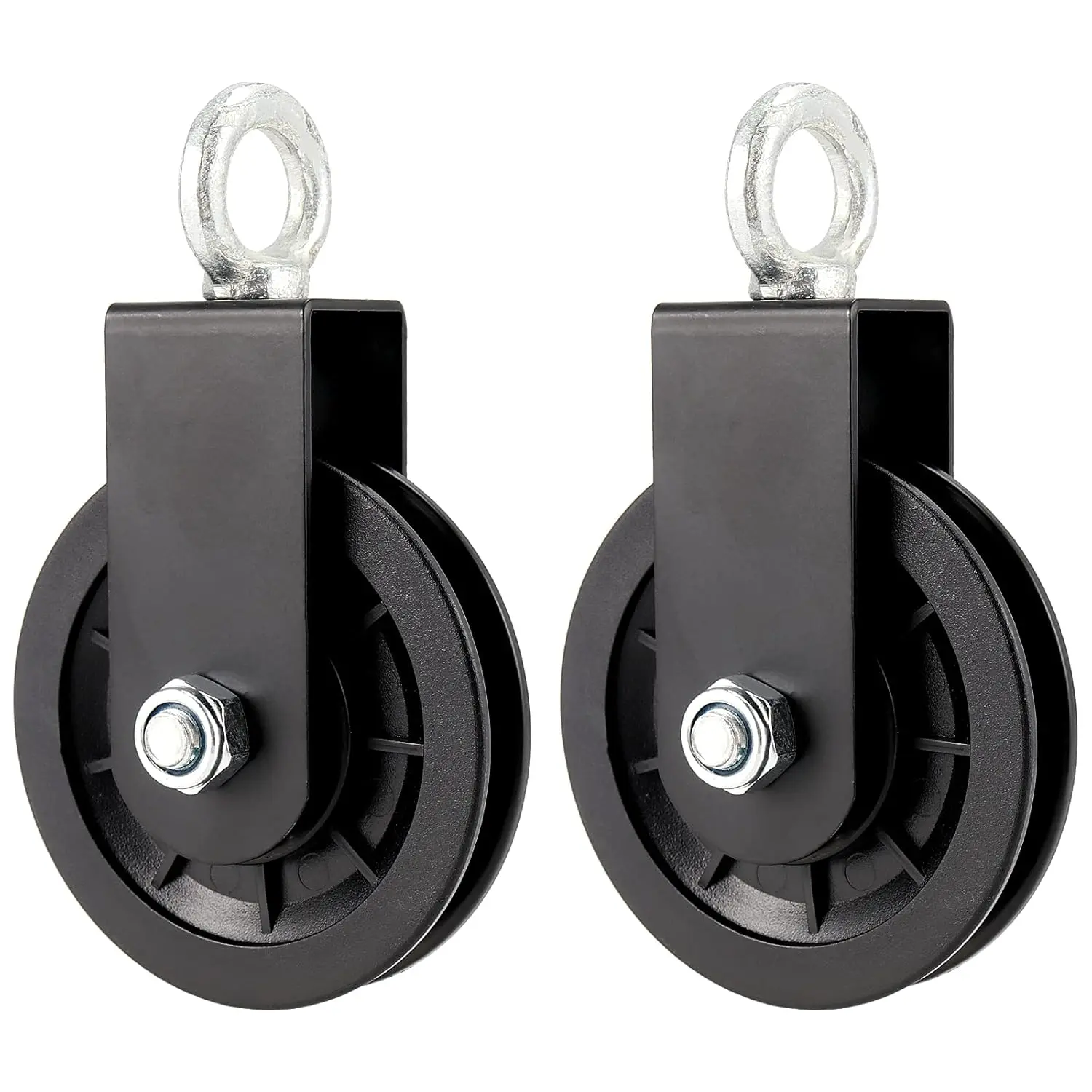 MAAIGU 2 count 3.54 in/90 mm  Pulley Wheel, 360  Silent Detachable Rotation Traction Wheel, Heavy Duty Mute Swivel Fitness Pulley Wheel for DIY Gym Pulley System, Equipment Replacement, Hoist