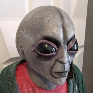 Realistic Creepy Alien Natural Latex Mask With Big Eyes For Halloween Cosplay, Suitable For Sci-fi Theme Parties, Carnivals Performances Costume Props