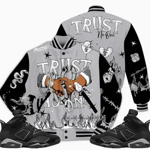Cap And Gown 6s Outfit Varsity Jacket, Tattoo Trust No One Got EM Shirts To Match Sneaker Streetwear