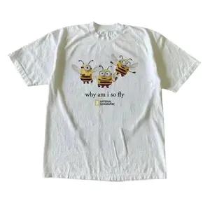 Vintage National Geographic Minibee Cotton Graphic T-Shirt - Gothic Grunge Y2K Emo Scene Amity Affliction Style Streetwear Summer Women's Top