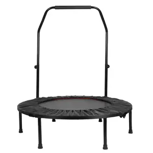 Explorinox 40" Foldable Mini Fitness Rebounder Trampoline with Bungees, Adjustable Handle, 450lbs Max Load for Adult Indoor/Garden Workouts