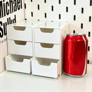Stackable Storage Box Organizer, Dustproof Cosmetic Drawer Unit, Ideal for Desktop Organization, 6 Compartments Design, Multilayer Storage