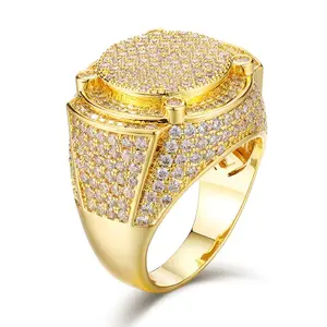 Iced Out Hip Hop Ring for Men, Exaggerated Cubic Zirconia Geometric Design Finger Ring, Bling Luxury Jewelry for Boyfriend Husband, Trendy Streetwear Rap Accessory, Birthday Anniversary Gift for Him Cubiczirconia Statement Multi Ring