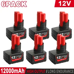 12.0Ah Lithium-Ion Replacement Batteries for Milwaukee M12 12V Cordless Tools Compatible with 48-11-2410 48-11-2420 48-11-2411 High Output