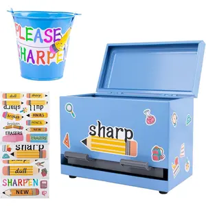 Pencil Dispenser for Classroom - Stainless Steel Bulk Pencil Holder for Desk - Includes Removable Label Stickers - Teacher  Haves for Organization - Holds up to 200 Pencils