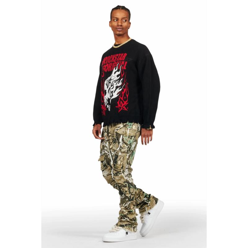 Gentry Tree Camo Stacked Flare Jean