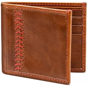 RAWHYD - Baseball Stitch Bi-fold Leather Wallet - 3 4/8" x 4 5/8"