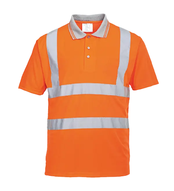 Portwest RT22 Large Hi-Visibility Short Sleeve Polo Shirt, Orange - Regular