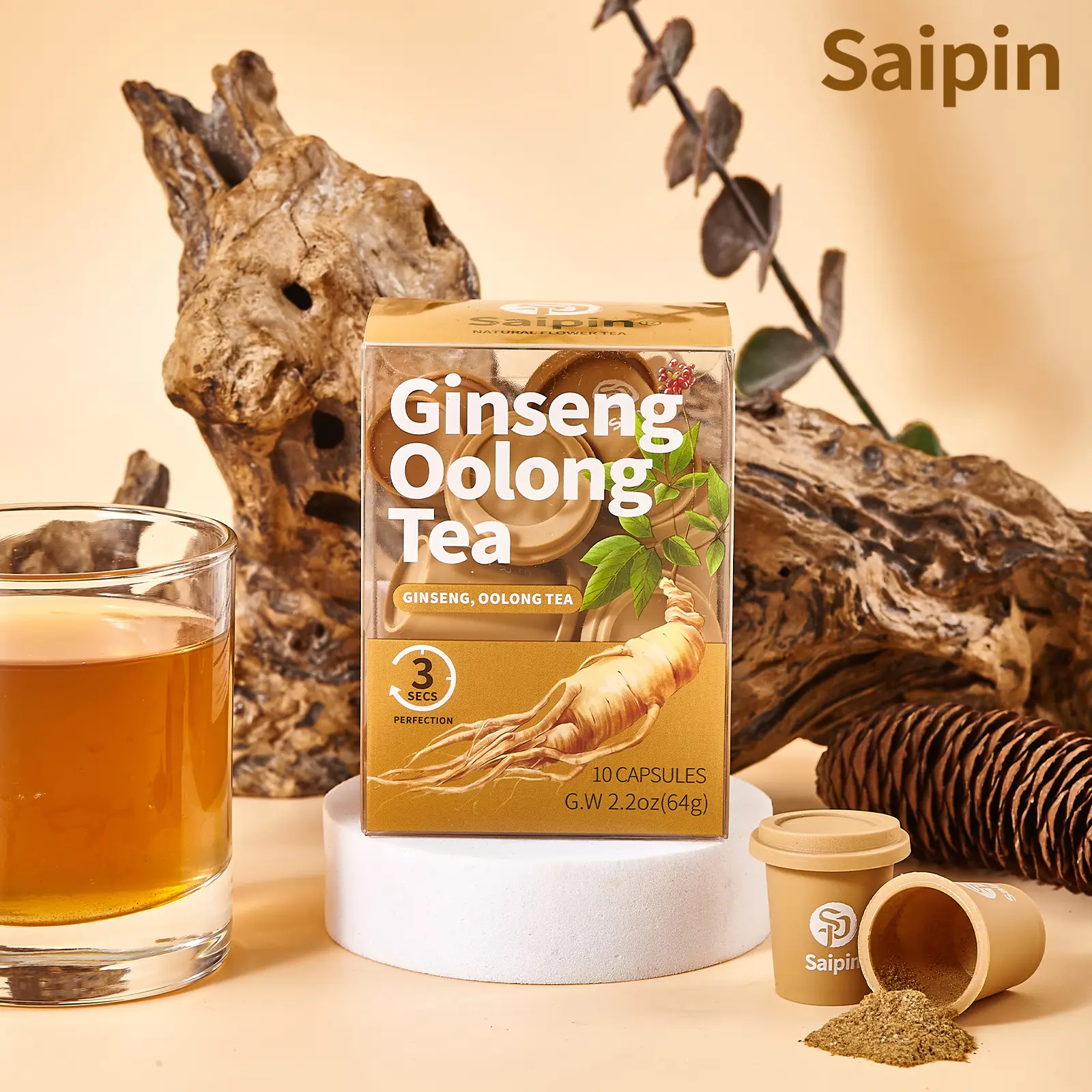 SAIPIN Men's Focus & Energy Tea - Ginseng Herbal Blend | Immune Support, Endurance & Clean Vitality | Sugar-Free, Caffeine-Free, Non-GMO, Vegan Wellne