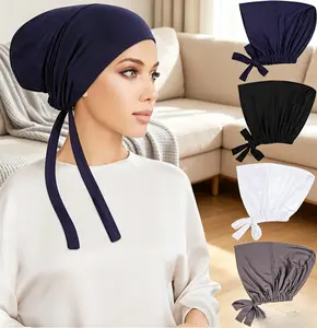 4 Pcs Hijab Undercap for Women – Breathable Muslim Inner Cap with Tie Back Closure, Soft Islamic Under Scarf Hat for Turban, No Slip Comfort Fit for Daily Wear