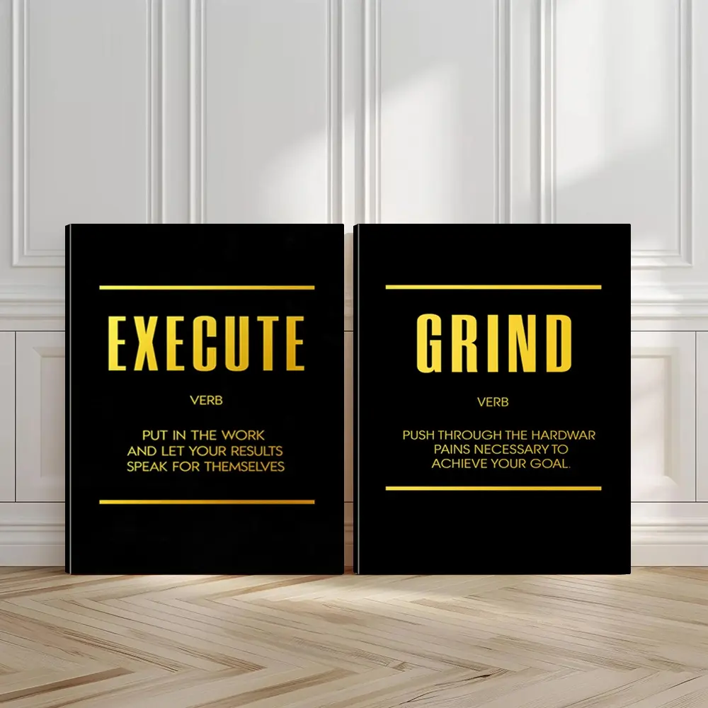 2pcs Motivational Wall Art, Bold Typography Poster, Inspirational Art Prints, High Contrast Home Decor, Modern Wall Paintings, Minimalist Canvas Posters Wall Arts, Decor for Living Room, Restaurant, Kitchen, Bedroom, Housewarming Gift, With Frame