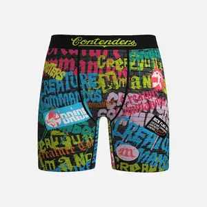 Men's Punk Vibe Creature Commandos Briefs - Polyester-Spandex Blend Underwear for Straight Men, Ripped Graffiti Art Universe-Themed Graphics, Ride Control Design