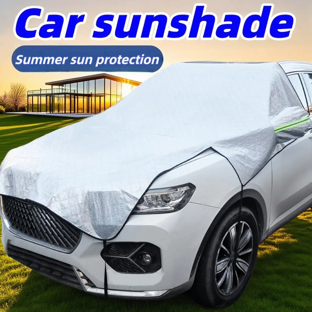 Universal Fit Synthetic Car Hail Guard & Windshield Sun Shade - Heat Shield, UV Blocking, Easy-Folding Panel, Bug & Hood Accessory, Fender Flares, Vent Visors for SUVs, Car Owners with Sun Protection
