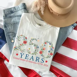 USA 250th Anniversary Floral Shirt, Patriotic Botanical American Flag Tshirt, 1776–2026 Freedom Celebration