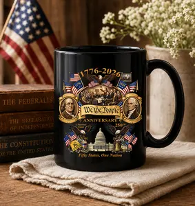 1776-2026 America 250th Anniversary Mug, We The People Patriotic Coffee Mug, 3D Print Effect Mug