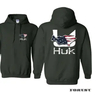 American Flag Huk Hoodie – Fishing Graphic Pullover Sweatshirt, Outdoor Apparel Hoodie, Patriotic Angler Long Sleeve Shirt, Unisex Trendy Pullover, Casual Wear, men gifts, Suitable for Men and Women. Tops - Boyfriend Gift - Menswear.