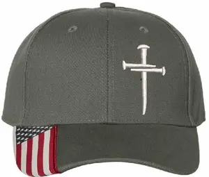 Christian Hats for Men Women Jesus 3 Nail Cross Olive Green USA300 Hat & Decal