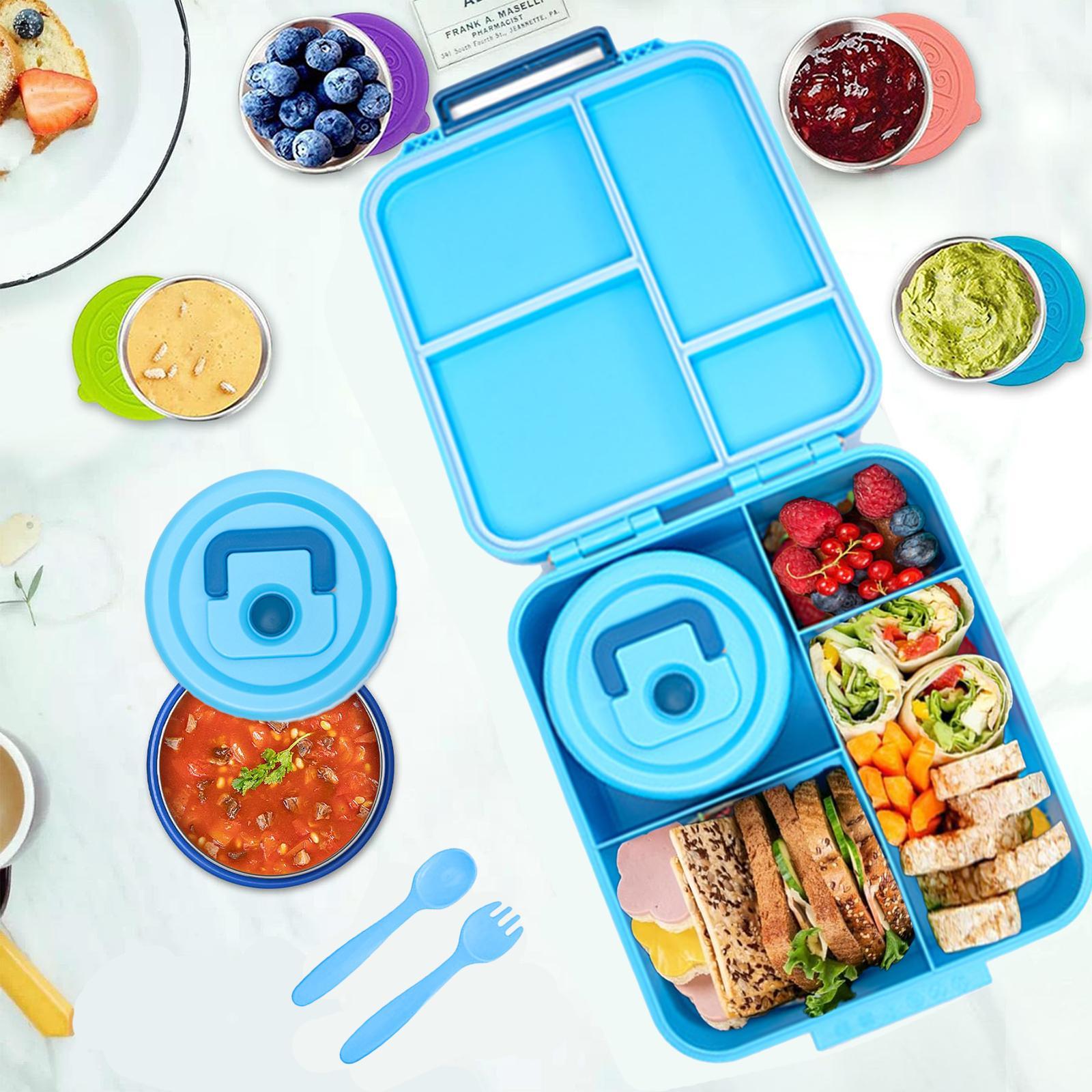 Nifogo 4-Compartment Kids Bento Box Set with Soup Thermo & Insulated Lunch Bag, Leakproof Lunch Container for Boys Girls School and Outdoor