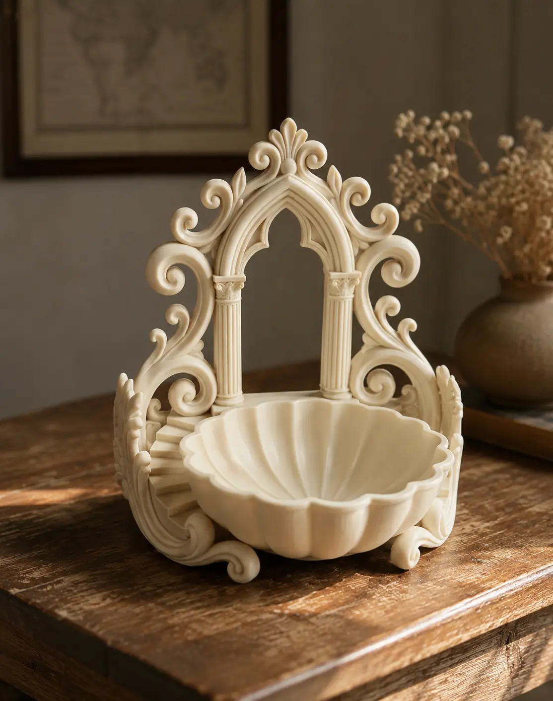 Gothic Shell Organizer, Baroque Decorative Tray for Jewelry, Trinkets & Vanity Decor