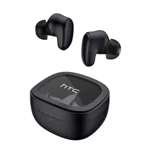 HTC True Wireless Bluetooth Earbuds 9 Bluetooth 5.3, in-Ear Earphones Transparent Case Design with Wireless Charging Fuction, 24Hour Playtime/Game Modes/Built-in Mic/Touch Control